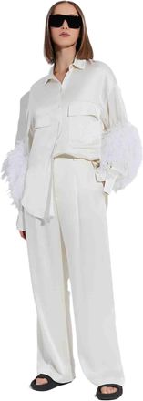 Sally Lapointe Womens Cream Shirt Acetate