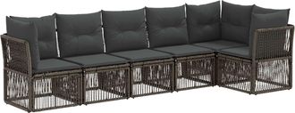vidaXL Conjunto De Sof&aacute;s De Jard&iacute;n 6 Uds. Gris Rat&aacute;n Sint&eacute;tico Vidaxl
