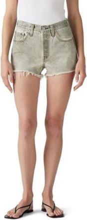 Levi's 501 Shorts Womens Cloudy Cypress Denim High Rise Frayed Hem PALL553