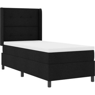 vidaXL Box Spring Bed with Mattress Black 90 x 200 cm Fabric vidaXL