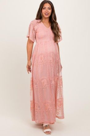Pinkblush Smocked Top Lace Maxi Dress at Nordstrom, Size Medium