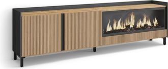 Skraut Home Skraut Home - Mueble Tv, Televisi&oacute;n, Muebles De Sal&oacute;n, Almacenaje, 212x35x61cm, Para Tv Hasta 80, Chimenea El&eacute;ctrica Xxl, Dise&ntilde;o Industrial, Estilo Mo