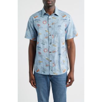 Pendleton Shoreline National Park Print Short Sleeve Cotton Button-Up Shirt in National Park Blue at Nordstrom, Size Xx-Large