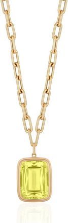 Goshwara Manhattan Cushion Pendant Necklace in Lime at Nordstrom, Size 18