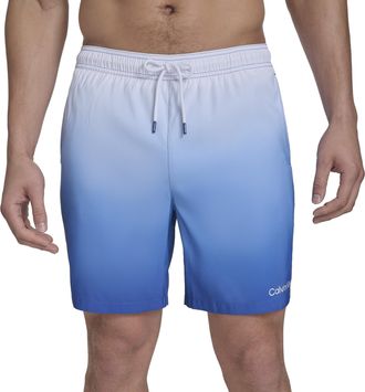 Calvin Klein Mens Volley Quick Dry Lightweight Swim Trunk Swimming Trunks, Blue, XL