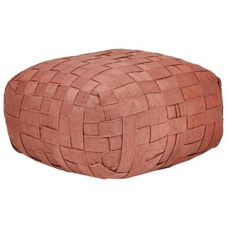 Beliani Beliani - Puf Exterior Tejido A Mano Otomana Material Sint&eacute;tico Accesorios De Jard&iacute;n 50 X 50 Cm Bodla Rojo Claro