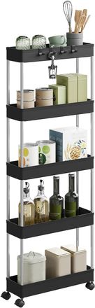 Woltu Woltu Carrito De 5 Niveles Con 4 Ganchos, 41,5 X 112 X 13,5 Cm, Negro