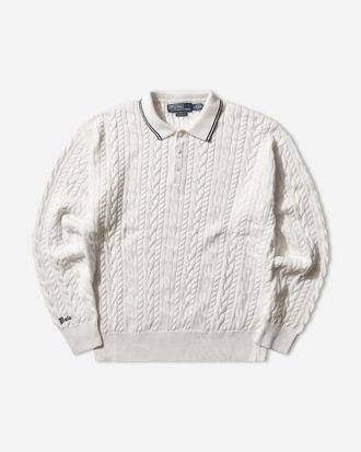 Polo Ralph Lauren Men s Relaxed Fit Cable-Knit Polo Jumper Trophy Cream