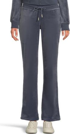 Juicy Couture Solid Rib Waist Velour Pants With Drawcord Womens Casual Pants Vintage Indigo : LG (US 10-12), Polyester/Spandex/Velour