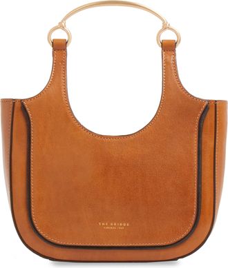 The Bridge Brown Baby Hobo Structured Leather Shoulder Bag