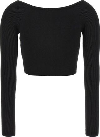 Diesel Logo-Plaque Ribbed Sweater - Black