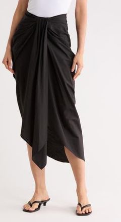 A.L.C. Rhodes Cotton Pleated Waist Asymmetric Skirt in Black at Nordstrom Rack, Size 14