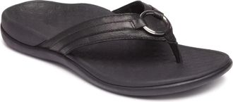 Vionic Womens Vionic Tide Aloe Sandals Black Leather Slip On VER1089