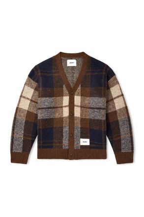 Wtaps Palmer Logo-Appliqu&eacute;d Checked Jacquard-Knit Cardigan