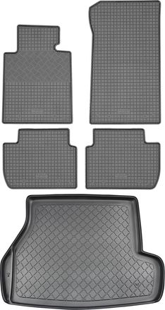 OEM Bmw Serie 3 E46 Touring Kombi (5 Puertas) De 1998 A 2005. Juego De 8 Alfombrillas De Goma Para Coche + Alfombrilla Para Maletero