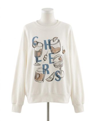 Z Supply Cheers Sunday Long Sleeve Sweatshirt In Sea Salt