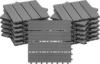 Woltu Woltu Losetas Para Suelo Exterior Wpc (22 Paneles, 30 X 30 Cm, Gris Claro)