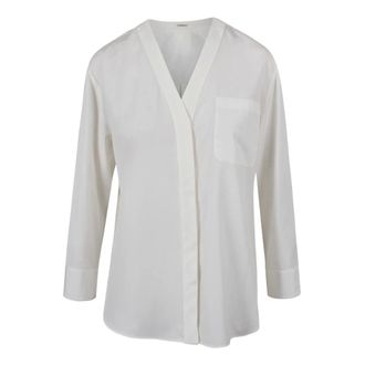 Max Mara Shirts, female, White, Size: XS Buttonless V-neck Shirt