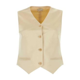 Magda Butrym Mouwlloos Getailleerd Vest - Dames - Bodywarmers - Geel - 2XS - Leer - Jassen