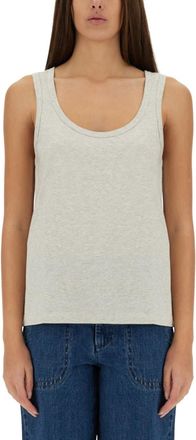 A.P.C. Grey Solid Scoop Neck Top