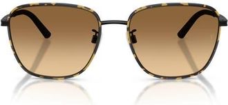 Oliver Peoples 57mm Roger Federer R-18 Square Sunglasses in Matte Black /Saddle at Nordstrom