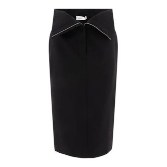 Alexander McQueen Midi Skirts, female, Black, S, Black Wool Skirt Elegant Versatile