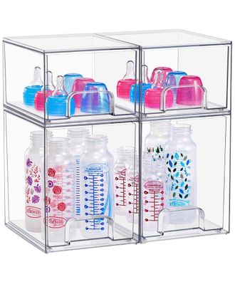Sorbus Stackable Acrylic Set Of 4 Clear Storage Drawers