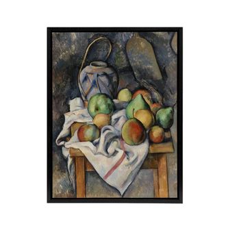 Artery8 Ginger Jar & Fruit Still Life Paul Cezanne Framed Canvas Wall Art | Size: W24 x H32