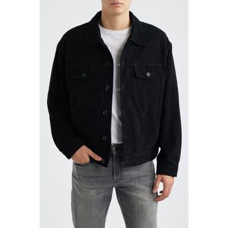 Nn.07 Roy Suede Trucker Jacket in Black at Nordstrom, Size Xx-Large