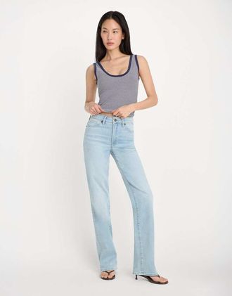 Good American Good True - Jeans dritti tecnici morbidi lavaggio azzurro-Blu