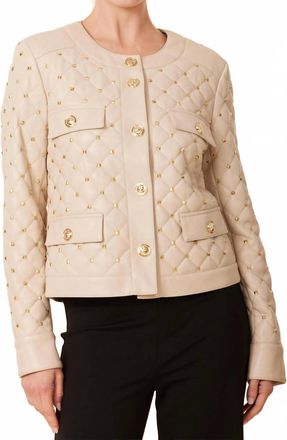 Dolce Cabo Faux Leather Parisian Jacket With Studs In Beige