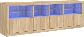 vidaXL Aparador Con Luces Led Roble Sonoma 202x37x67 Cm Vidaxl