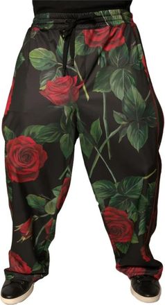 Dolce & Gabbana Rose Print Track Pants Relaxed Fit - Heren - Wijde Broeken - Veelkleurig - 3XL - Polyester - Broeken