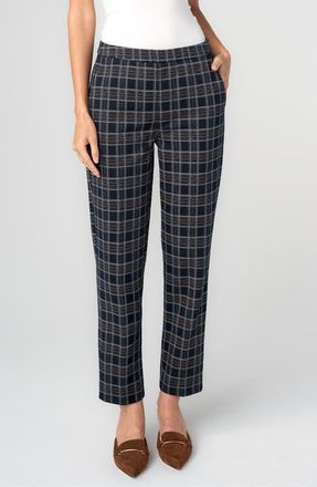 Liverpool L.A. Kayla Plaid Pull On Pants in Navy/tan Plaid at Nordstrom, Size 12