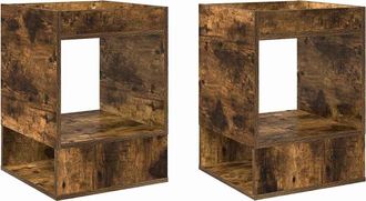 vidaXL Mesa Auxiliar 2 Uds. Roble Ahumado 40 X 40 X 56 Cm Vidaxl