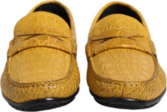 Dolce & Gabbana Yellow Exotic Leather Loafers Slip On Mens Shoes