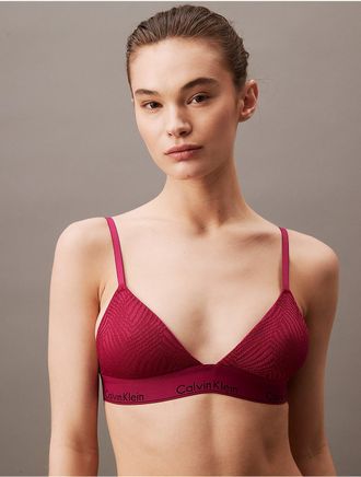 Calvin Klein Calvin Klein Womens Modern Lace Lightly Lined Triangle Bralette - Red - XS