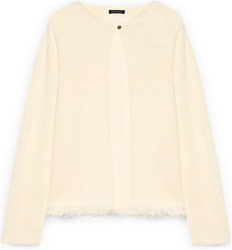 Fiorella Rubino Cardigan met Franjes - Dames - Vesten - Wit - XL - Nylon - Truien & Vesten