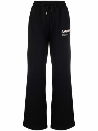 AMBUSH logo-print fleece track pants - women - Cotton - L - Black