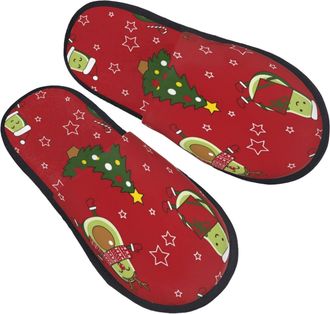 Generic Fuzzy Slippers Avocado Christmas Furry Slippers Flat Soft House Slipper For Party Women Bathroom L