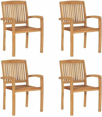 vidaXL Vidaxl - Sillas De Jard&iacute;n Apilables 4 Unidades Madera Maciza De Teca