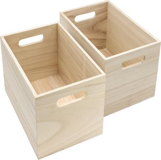 Sorbus Set of 2 Wooden Organizing Crates in Natural at Nordstrom Rack
