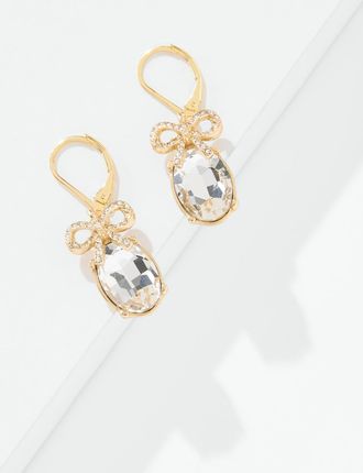 Talbots Dancing Bows Drop Earrings - Crystal/Gold - 001 Talbots