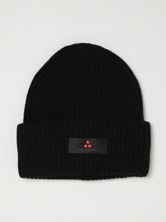 Peuterey Berretto beanie in misto lana e cashmere a coste con risvolto e logo
