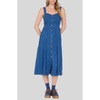 Blu Pepper Button Front Chambray Midi Dress at Nordstrom Rack, Size Medium