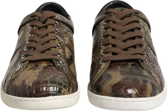 Dolce & Gabbana Brown Exotic Leather Low Top Sneakers Mens Shoes