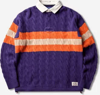 Polo Ralph Lauren Men s Cable-Knit Rugby Shirt Purple Mix