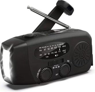 OEM Radio Port&aacute;til De Emergencia, Bater&iacute;a Externa De 2000 Mah, Linterna, Carga Solar, Cable Usb, Bater&iacute;a Externa Solar, Pl&aacute;stico, Negro