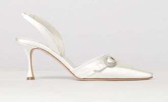 Manolo Blahnik Slingback Zutoslipla in raso con fibbia gioiello e tacco a spillo