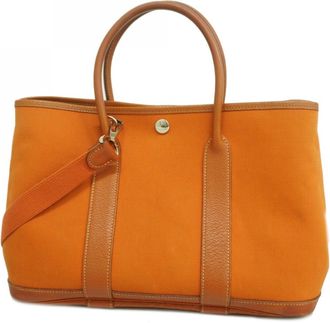 Herm&egrave;s Orange Toile Officier Tote Bag (Pre-Owned)